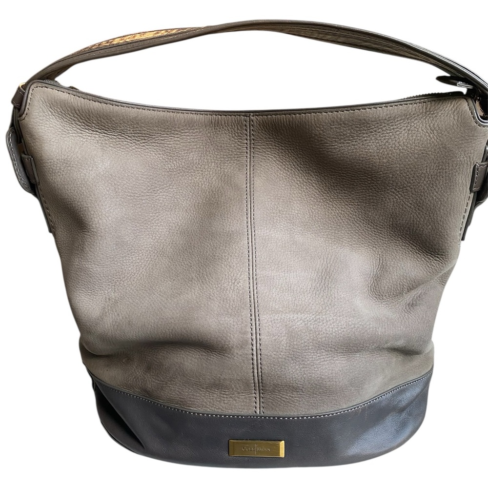 Cole Haan Leyden II Nubuck Leather Hobo Bucket Bag , Gray - Picture 4 of 16
